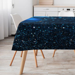 Aperturee - White Blue Glitter Ball Bokeh Christmas Tablecloth