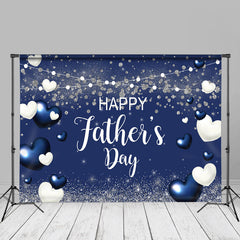 Aperturee - White Blue Heart Glitter Fathers Day Backdrop Diy