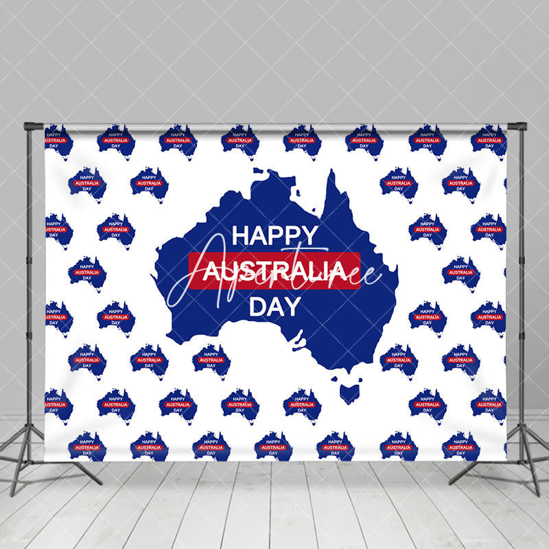 Aperturee - White Blue Map Tiles Happy Australia Day Backdrop