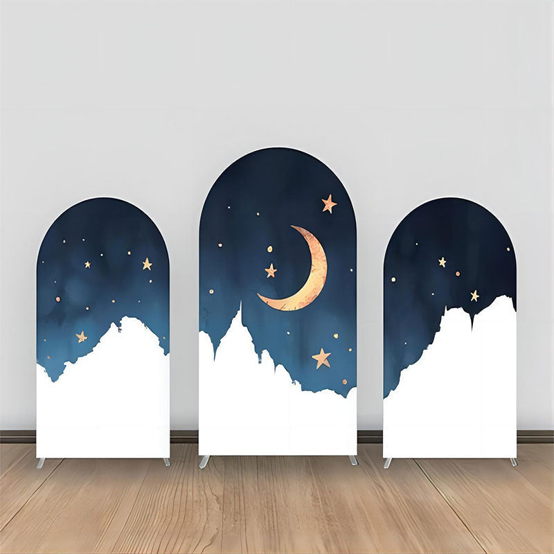 Aperturee - White Blue Night Sky Moon Stars Arch Backdrop Kit