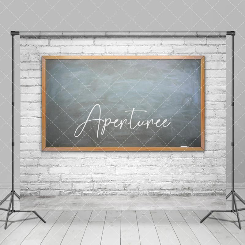 Aperturee - White Brick Wall Blackboard Back To School Backdrop