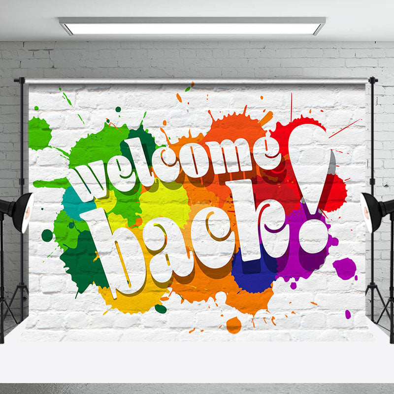 Aperturee - White Brick Wall Splash Welcome Back Party Backdrop