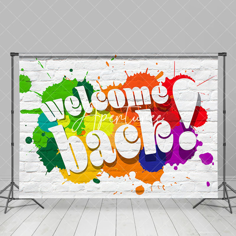 Aperturee - White Brick Wall Splash Welcome Back Party Backdrop