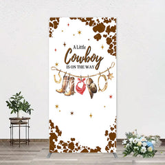 Aperturee - White Brown Little Cowboy Baby Shower Arch Backdrop