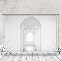 Aperturee - White Building Interior Arch Retro Photo Backdrop