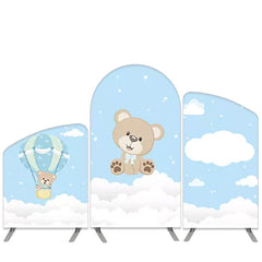 Aperturee White Cloud Blue Sky Theme Little Bear Arch Backdrop Kit