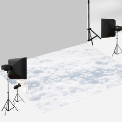 Aperturee - White Clouds Froth Dreamy Photo Rubber Floor Mat