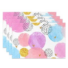 Aperturee - White Colorful Patterns Modern Set Of 4 Placemats