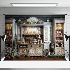 Aperturee - White Cupboard Dessert Nutcracker Christmas Backdrop