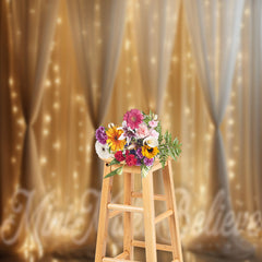 Aperturee - White Curtain Light Stripe Birthday Cake Smash Backdrop