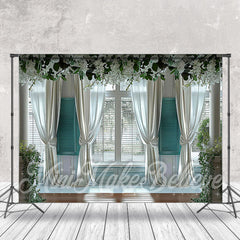 Aperturee - White Curtain Spring Floral Door And Window Backdrop