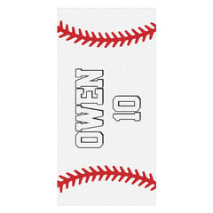 Aperturee - White Custom Name Baseball 10th Boy Beach Towel