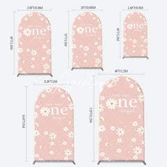 Aperturee - White Daisy Groovy Pink Arch 1st Birthday Backdrop