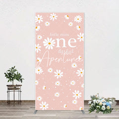 Aperturee - White Daisy Groovy Pink Arch 1st Birthday Backdrop