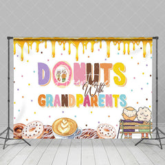 Aperturee - White Donuts Cream Happy Grandparents Day Backdrop