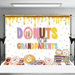 Aperturee - White Donuts Cream Happy Grandparents Day Backdrop