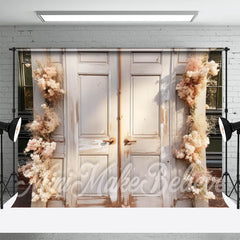 Aperturee - White Door Floret Photo Birthday Cake Smash Backdrop