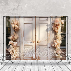 Aperturee - White Door Floret Photo Birthday Cake Smash Backdrop