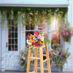 Aperturee - White Doors And Windows Spring Flower Store Backdrop