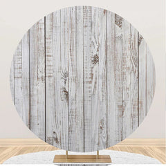 Aperturee - White Faded Wood Plank Round Backdrop For Birthday