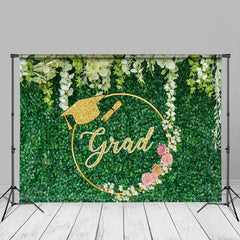 Aperturee - White Floral And Green Leaves Wall Grad Photo Backdrop