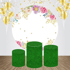 Aperturee - White Floral Boho Round Backdrop Kit For Wedding