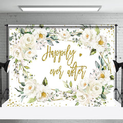 Aperturee - White Floral Happily Ever After Wedding Backdrop