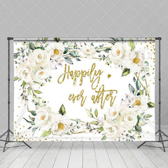 Aperturee - White Floral Happily Ever After Wedding Backdrop