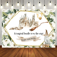 Aperturee - White Floral Harry Potter-themed Baby Shower Backdrop