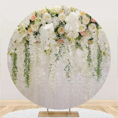 Aperturee - White Floral Leaf Tassel Holy Round Wedding Backdrop