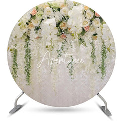 Aperturee - White Floral Leaf Tassel Holy Round Wedding Backdrop