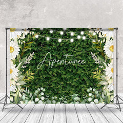 Aperturee - White Floral Light Greenery Spring Photo Backdrop