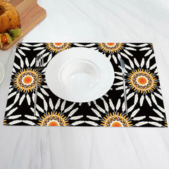 Aperturee - White Floral Seamless Pattern Set Of 4 Placemats