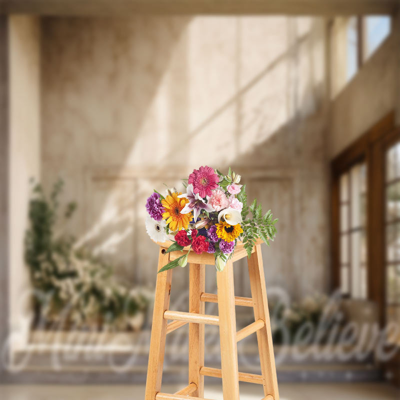 Aperturee - White Flower Sunshine Window Retro Wall Backdrop