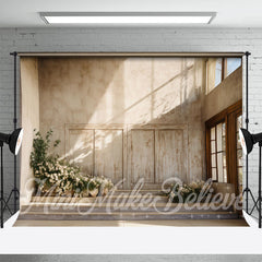 Aperturee - White Flower Sunshine Window Retro Wall Backdrop