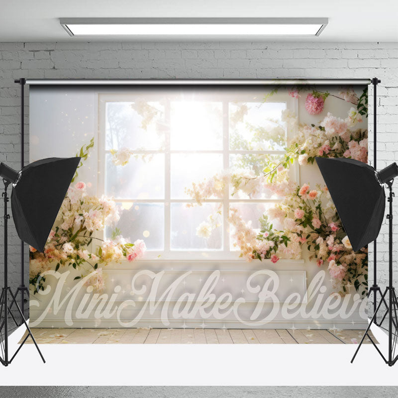 Aperturee - White Flowers Sunshine Window Photoshoot Backdrop