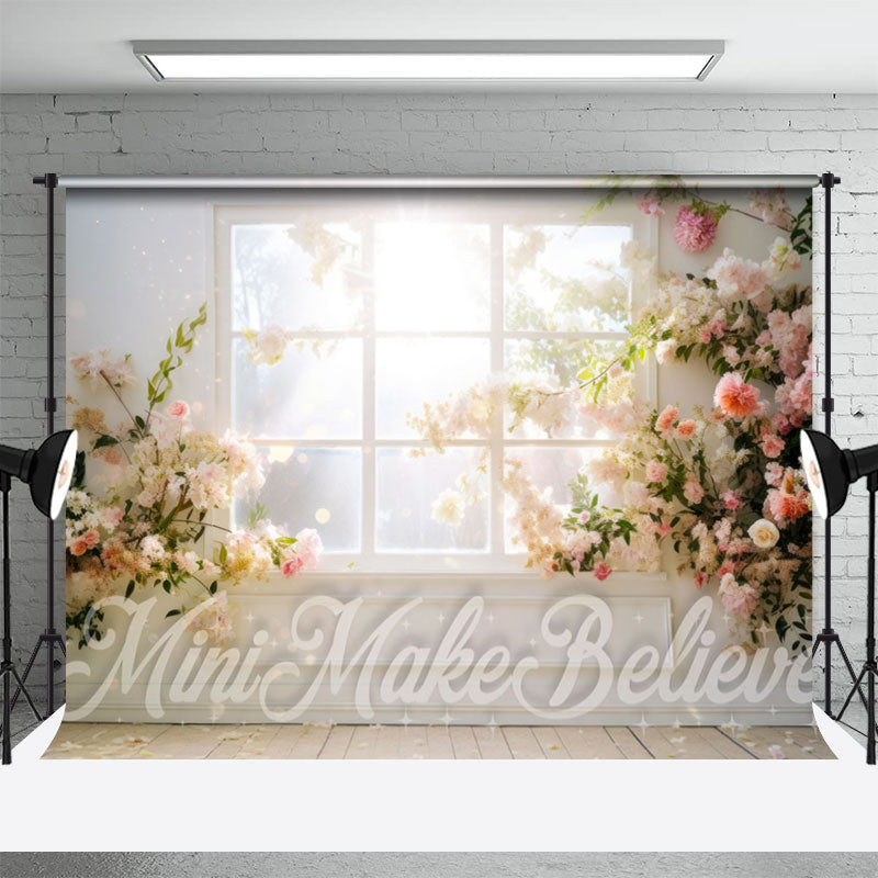 Aperturee - White Flowers Sunshine Window Photoshoot Backdrop