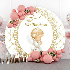 Aperturee - White Gold Angel Baby Mi Bautizo Baptism Backdrop