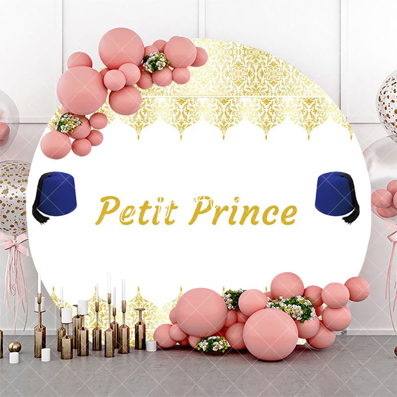 Aperturee - White Gold Blue Fez Hat Petit Prince Round Backdrop