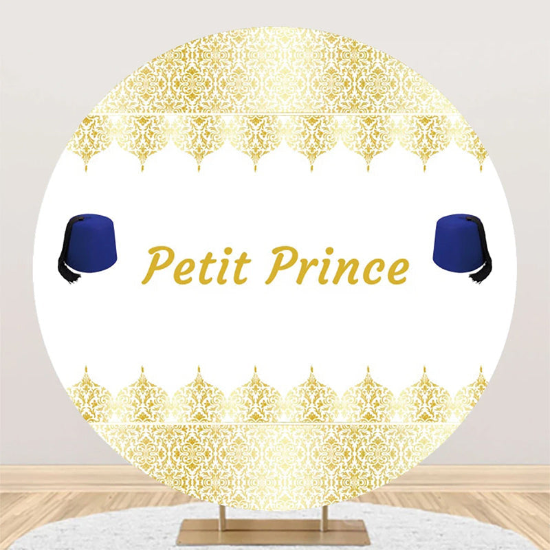 Aperturee - White Gold Blue Fez Hat Petit Prince Round Backdrop