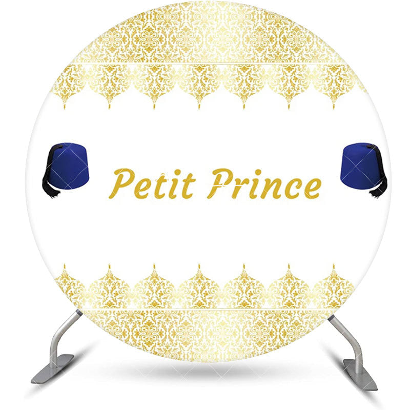 Aperturee - White Gold Blue Fez Hat Petit Prince Round Backdrop