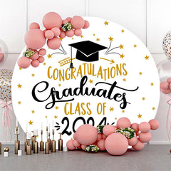 Aperturee - White Gold Cap Class 2024 Round Graduation Backdrop