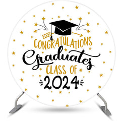 Aperturee - White Gold Cap Class 2024 Round Graduation Backdrop