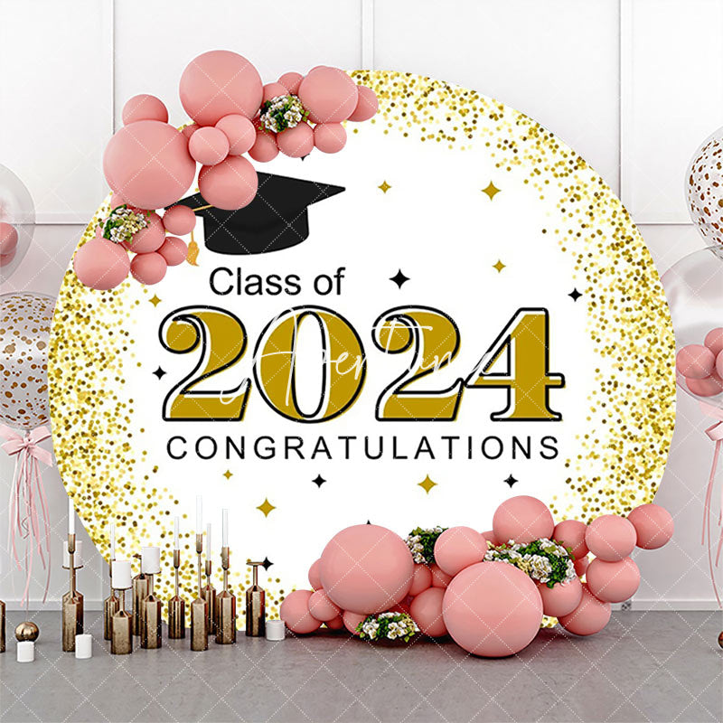 Aperturee - White Gold Class 2024 Round Congrats Grad Backdrop