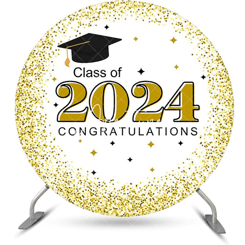 Aperturee - White Gold Class 2024 Round Congrats Grad Backdrop