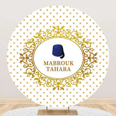 Aperturee - White Gold Dots Hat Mabrouk Tahara Round Backdrop