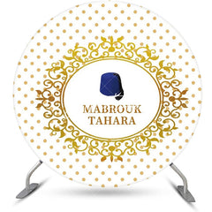 Aperturee - White Gold Dots Hat Mabrouk Tahara Round Backdrop