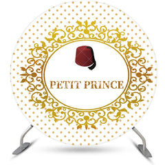 Aperturee - White Gold Dots Red Hat Petit Prince Round Backdrop