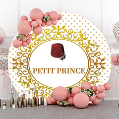 Aperturee - White Gold Dots Red Hat Petit Prince Round Backdrop