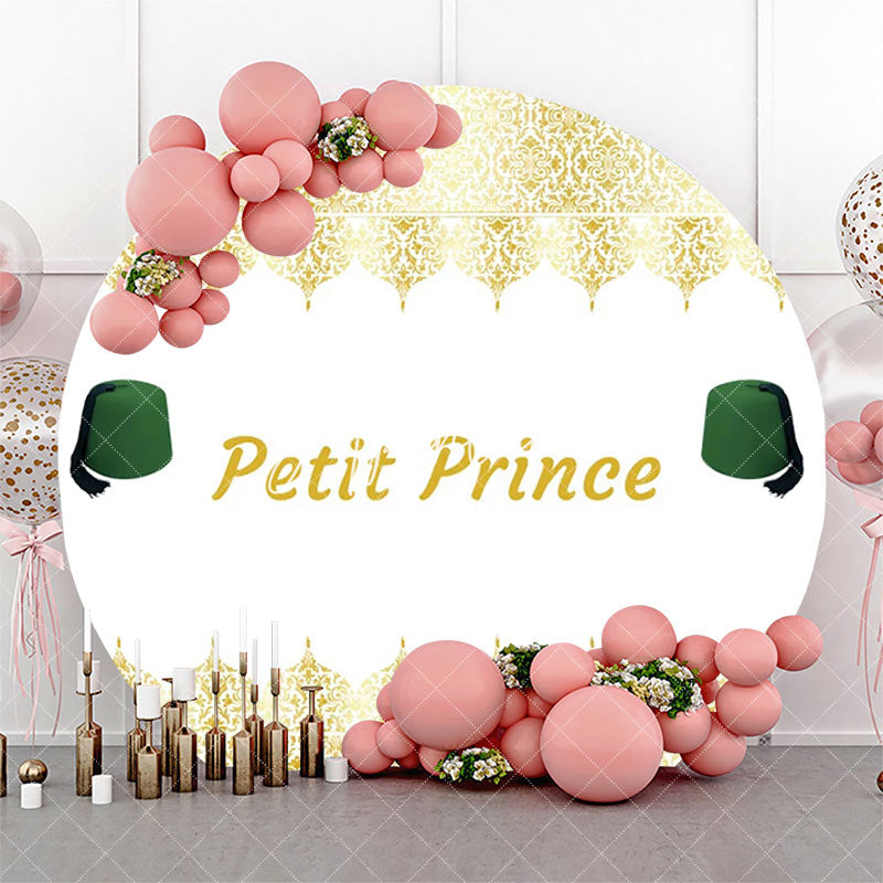 Aperturee - White Gold Green Fez Hat Petit Prince Round Backdrop